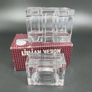 Lillian Vernon Clear Lucite Napkin Rings Holders Bud Vases set of 4 New In Box